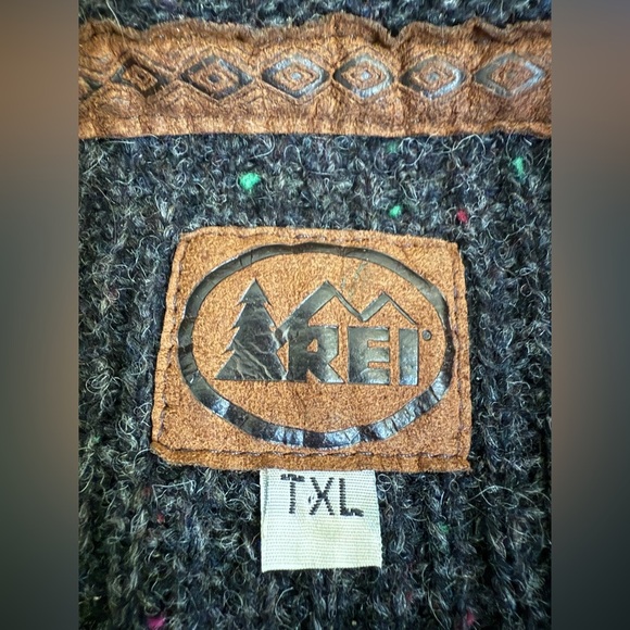 Vintage REI Wool Blend Half-Zip Sweater Pullover Gray TXL USA Made - Picture 6 of 8